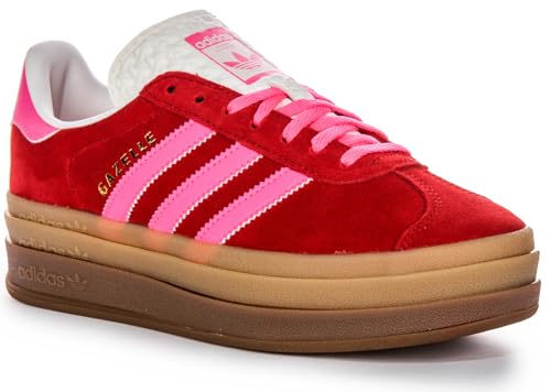 adidas Women's Gazelle Bold Gymnastics Shoes Sneaker, Collegiate Red/Lucid Pink,