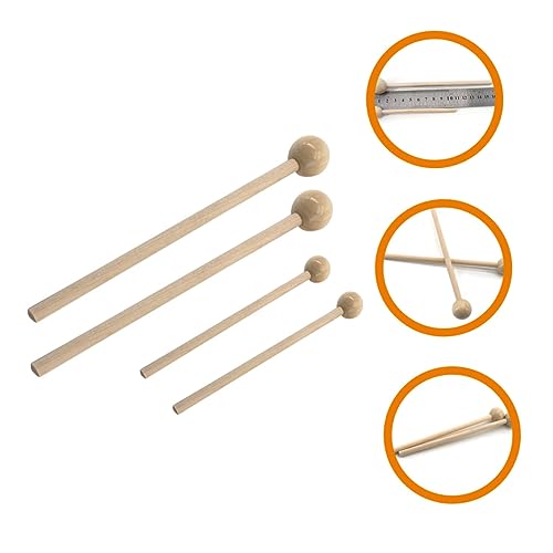 Par de baquetas de batería redondas de madera beige miniatura 5