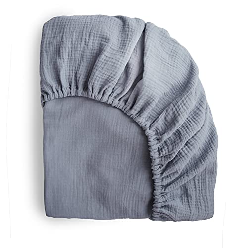 Image of mushie Extra Soft Muslin Fitted Crib Sheet | 192 Thread Count | 28"x 52" (Tradewinds)