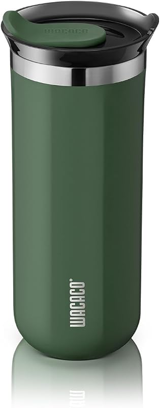 WACACO Octaroma Grande Taza de café con aislamiento al vacío, 15 fl oz (435 ml), vaso de viaje de acero inoxidable de doble pared con tapa para beber, Pomona Green