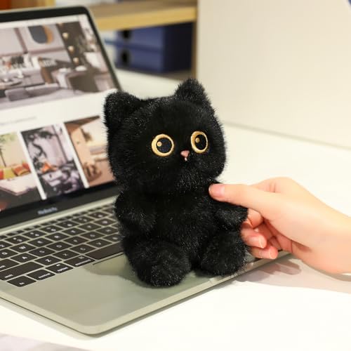 Image of Ditucu Palm-Sized Black Cat Stuffed Animals Cute Soft Plush Dolls Small Plushies Toys Gifts for Kids 6 inch