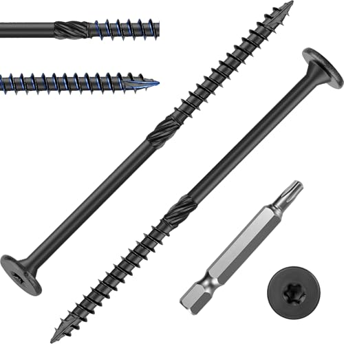 FandWay 25 tornillos para madera Torx de 6,3 x 200 mm, tornillos de cabeza avellanada, tornillos de cabeza avellanada, tornillos para terraza, con accionamiento Torx T30.