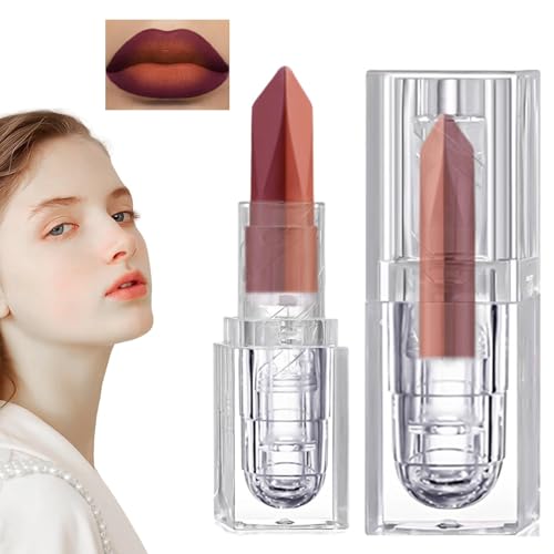 Lápiz labial mate para mujer,Brillo de labios mate, mancha de labios portátil | Brillo de labios hidratante, brillo de labios antiadherente teñido para maquillaje, lápiz labial bicolor