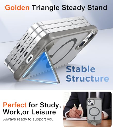 Image of Magnetic Compatible with iPhone 14 Case /iPhone 13 Case,[Built-in Invisible Kickstand][Compatible with MagSafe][Military Grade Shockproof] Slim Translucent Matte Phone Case for iPhone 14 /13 6.1 inch