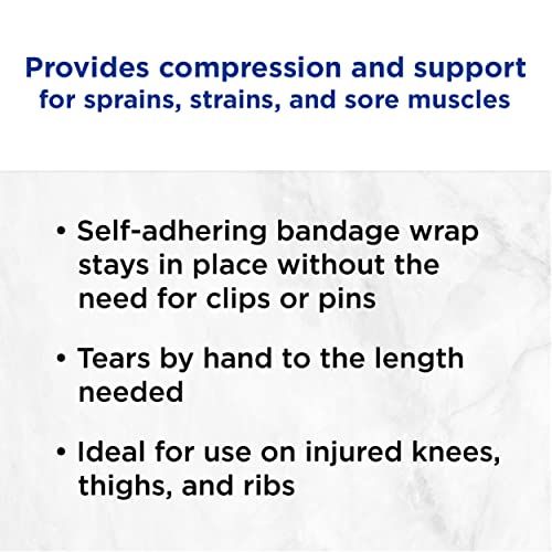 Johnson & Johnson Coach Self-Adhering Elastic Sports Compression Wrap, Elastic Bandage Helps Stabilize For Sprain, Strain & Joint Recovery, Support For Ankle, Wrist & Elbow, 2 In X 2.2 Yd (Pack Of 3) #TOP2