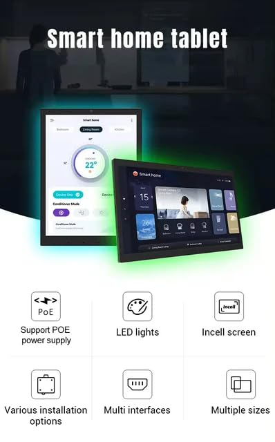 Image of 15.6 Inch Embedded Android 14 POE Tablet Smart Home Control Panel Wall Mount Touch Screen Display, WiFi 6,BT,RJ45,RS485,with LED Lights (White Color)
