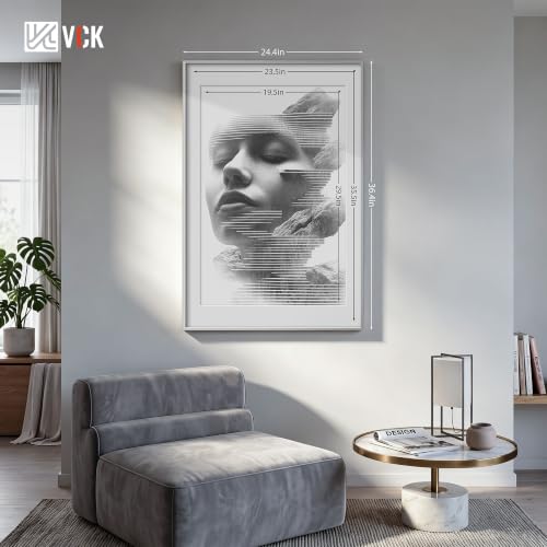 Image of VCK 24x36 Poster Frame, Silver Metal - Matted to 20x30, for Artwork