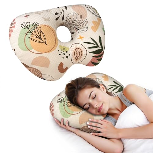 wxmbdzq Ear Piercing Pillow with Ear Hole for Side Sleeper Relief Ear Pain,Cotton and Polyester Ear Pillows,Washable Ear Guard Pillow
