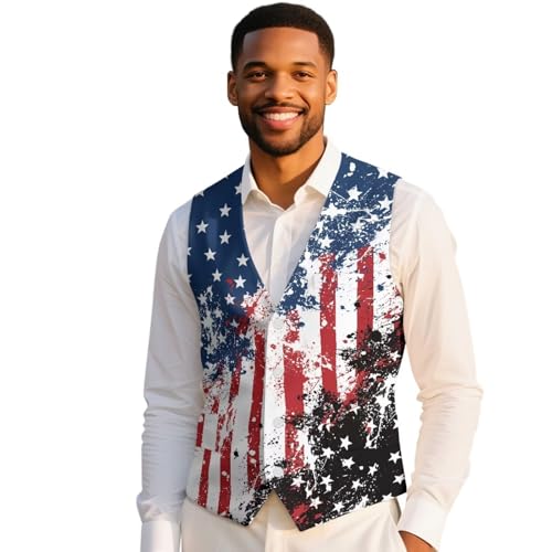 Men's Casual Suit Vest Slim Fit Button Business Dress Waistcoat with Pocket Adjustable Back Strap