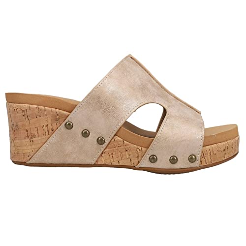 Corkys Womens Oasis Casual Sandals Casual Mid Heel 2-3" - Gold - Size 10 M #TOP2