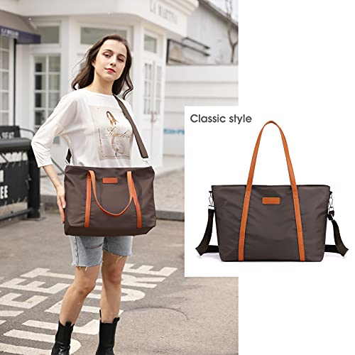 Laptop Bag Waterproof Lightweight Tote Bag For Women Nylon Briefcase Computer Work Shoulder Handbag Fits 15.6 Inch Laptop (Coffee) #TOP1