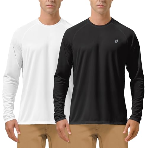 Image of Roadbox Mens UPF 50+ UV Sun Protection Shirts Outdoor Long Sleeve SPF Rash Guard for Fishing Hiking Swimming Running
