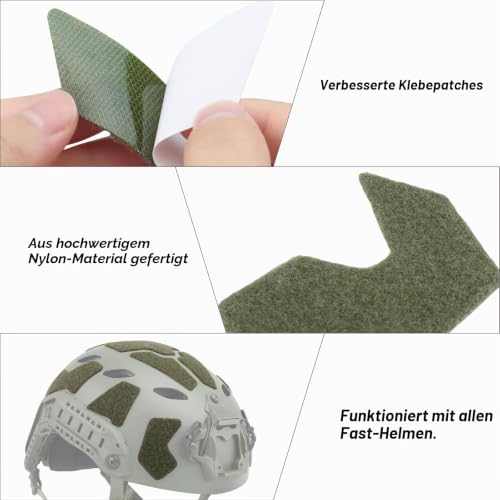Qavctw 11pcs Airsoft taktischer Helm Haken und Schleife Befestiger Set DIY-Kit für schnellen hohen Schnitt Helm