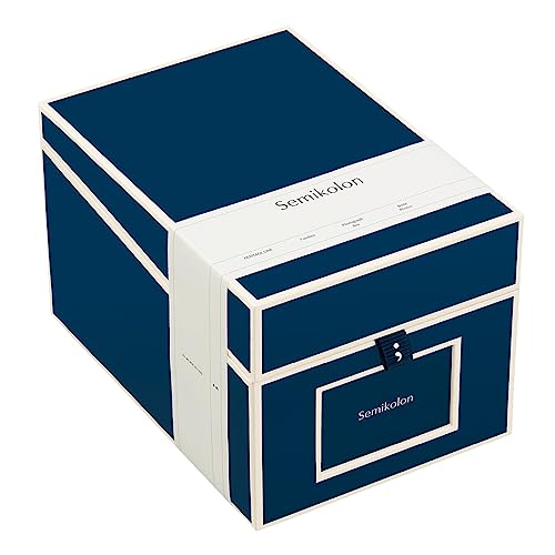 Semikolon 352542 Boîte à CD et photos - 17,7 x 15,7 x 25,6 cm - pour photos 10 x 15 cm - Couverture bleu marine