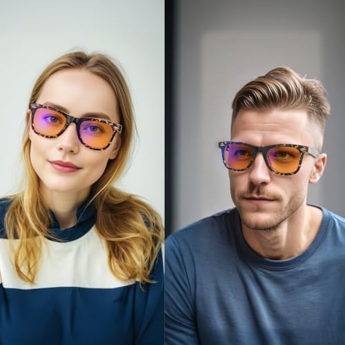 Image of 99% Blue Light Blocking Reading Glasses Women Men, Relieve Eye Strain, Sleeping Glasses, Amber Glasses