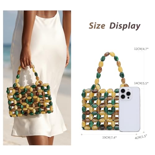 Bolso tote tejido con cuentas para mujer miniatura 4