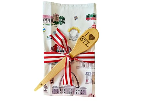 St. Louis Tea Towel and Wooden "I Love St. Louis" Spoon