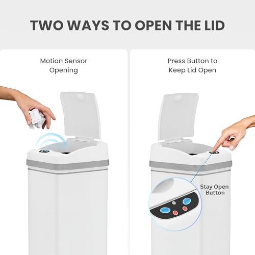 Image of iTouchless 13 Gallon Sensor Kitchen Trash Can with Pet Lock & Odor Filter, Patented 50L Automatic Touchless Garbage Bin with Lid Sleek Rectangular Premium Wastebasket for Farmhouse & Modern Home White