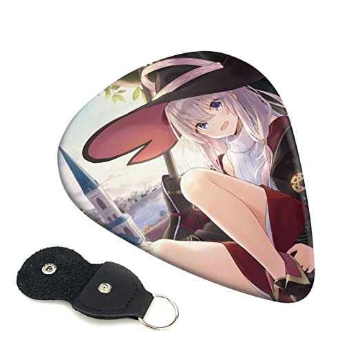 6枚セット ギターピック 魔女の旅々 スタイリッシュ 3種厚さ0.46/0.71/0.96mm 6弦アコースティックギター、エレクトリックギター、ベース、バンジョー、マンドリン 6つのギターピックに適しています おにぎり型紛失防止 ギターアクセサリ Abs