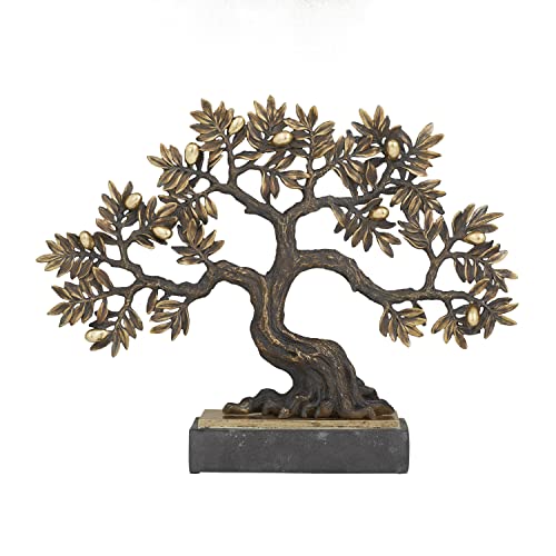 Deco 79 Polystone Tree Sculpture With Black Base, 23" X 5" X 18", Bronze #TOP15