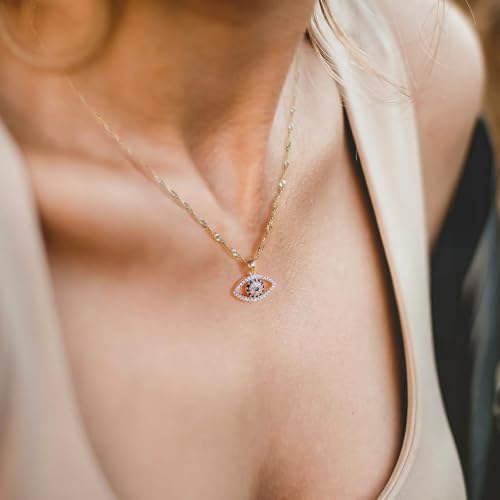 Evil Eye Necklace for Women14K Gold Plated Charm Cubic Zirconia Evil Eye Pendant Gold Necklaces Layered Jewelry Gifts3