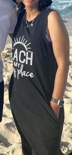 Women's Casual Beach Summer Dresses Sleeveless Graphic Long Sundress Cover Up Dresses with Pocket4
