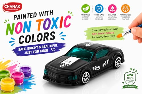 Image of Chanak Die-cast Car - Metal Pull Back Toy Car with Smooth Wheels - Racing Toy with Zinc Alloy Body - Pull Back Sports Cars with Smooth Edges - Vehicle Toys Cars - Gift for Kids 3+ Year (Black)