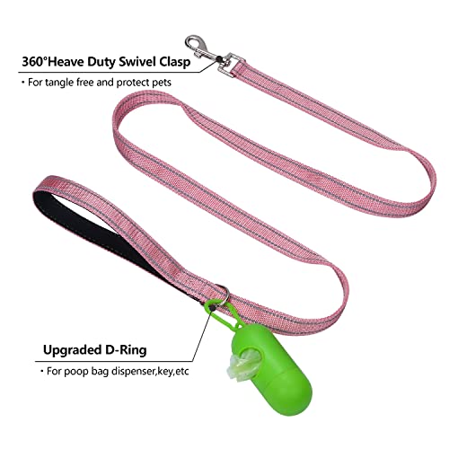 Faleela Reflective Dog Collar And Leash Set With Poop Bags And Dispenser,Adjustable Nylon Dog Collars For Small Medium Large Dogs,Comfortable Padded With Soft Neoprene Breathable (Medium, Pink) #TOP2