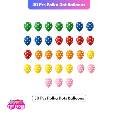 Image of 30 Pcs Polka Dots Balloons for Birthday Decoration Items Anniversary Baby Shower Girls Year With Multicolor Latex Transparent Metallic Balloon Happy Birthday Decoration Set Kit Combo