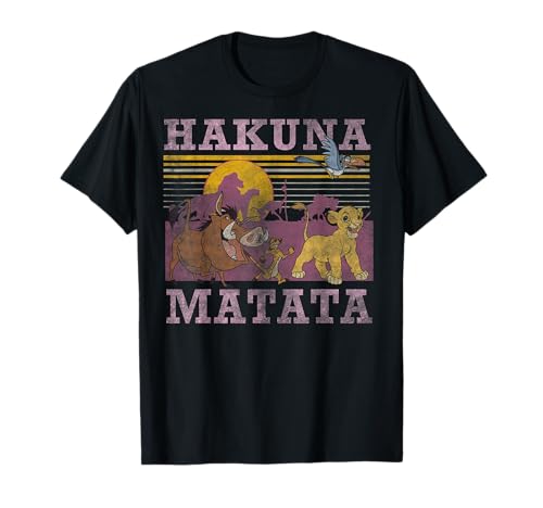 T-shirt Roi Lion Disney vintage homme femme : t-shirt Hakuna Matata rétro imprimé affiche fânée