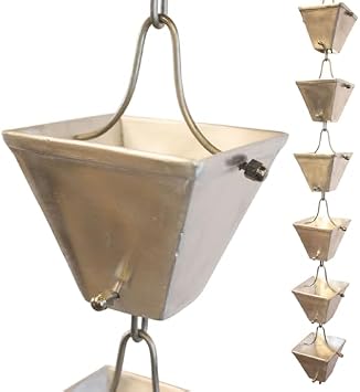 Nutshell Stores Medium Square Cups Rain Chain - Aluminum - 16 Feet