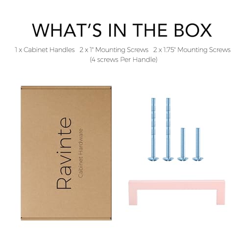 Image of Ravinte 1 Pack 5 Inch Kitchen Square Cabinet Handles Pink Drawer Pulls for Cupboard Hardware