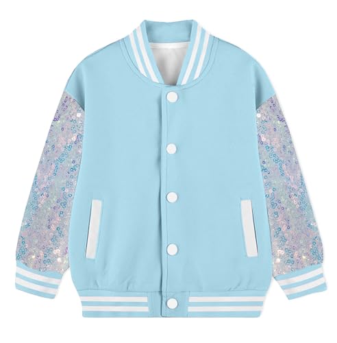 Image of Cromoncent Kids Varsity Baseball Jacket Colorblock Bomber Coat Unisex Boys Girls School Outwear, 18 Months - 14 Years