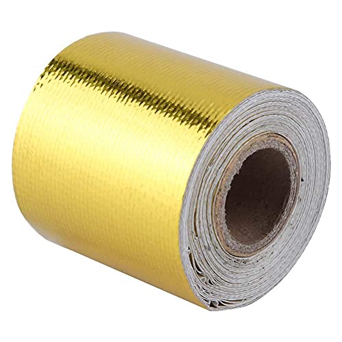 Auto hitzes w Auto-Aluminiumfolie-Klebeband 5m * 5cm / 6.4ft * 2in Aluminiumfolie-klebendes reflektierendes Hitzeschild-Verpackungs-Band(Golden)