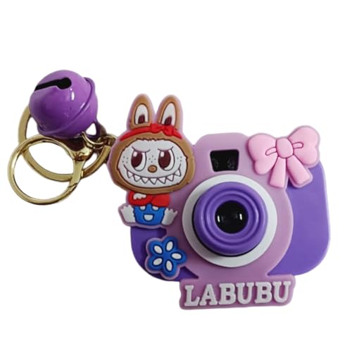 Image of Mini Projector Camera Toy with Bell, Plastic Multicolor Design, Light Projection Feature, Cartoon Keychain for Kids
