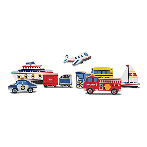 Melissa & Doug Vehicles Wooden Chunky Puzzle - Plane, Train, Cars, And Boats (9 Pcs) #TOP7