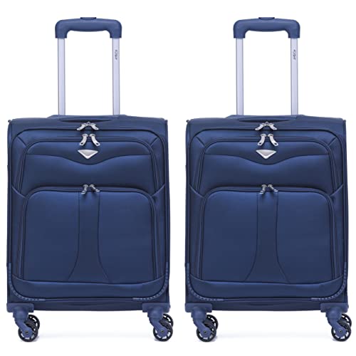 Flight Knight Set of 2 Lightweight 4 Wheel 800D Soft Case Suitcase Cabin Carry On Hand Luggage Ryanir Maximium prioirty Carry On Approved