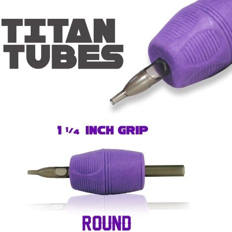 Titan(TM) Tube 1.25" Disposable Tattoo Grips with Clear Tip - 7 Round 10 Pack - Free Shipping