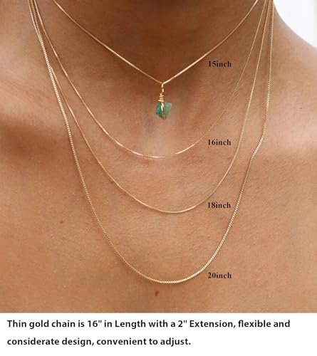 Minimalist Thin Gold Chain 18K Gold Thin Box Chain Necklace Short Small Gold Chain Choker Necklaces for Women4