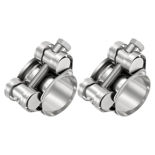 Kozelo 2Pcs 304 Stainless Steel T-Bolt Hose Clamp, Adjustable OD Range 1.9" to 2" (48-51mm) Heavy Duty Pipe Strap Clamp, Metal Fuel Line Clamping for Automotive, Plumbing, Industrial
