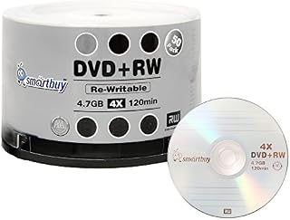 100 Pack Smartbuy Blank DVD+RW 4X 4.7GB 120Min Logo Rewritable DVD Media Disc
