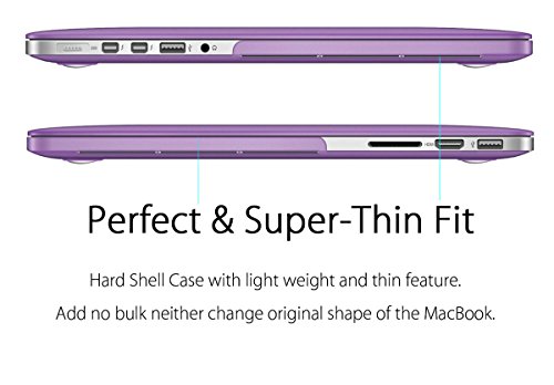 Ueswill 2 In 1 Matte Hard Shell Case With Keyboard Cover Compatible With Macbook Pro 15 Inch With Retina Display (Model A1398, Mid 2015/2014/2013/Mid 2012), No Cd-Rom, No Touch Bar, Purple #TOP3
