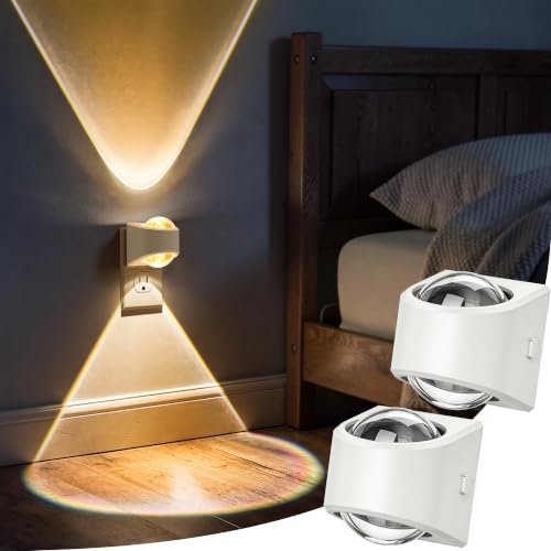 Image of Briignite Projector Night Light, Rotating Night Lights Plug into Wall Dimmable, Soft White 3000K, Dusk to Dawn LED Nightlight for Kids, Bedroom, Nursery, Bathroom, Home Decor, Gaming Room, 2 Pack
