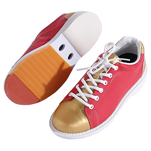 Zapatos De Bolos para Mujer Cuero Atlético A La Moda Ligero Transpirable Amortiguador Suela Izquierda Derecha,Rojo,43 EU Cover