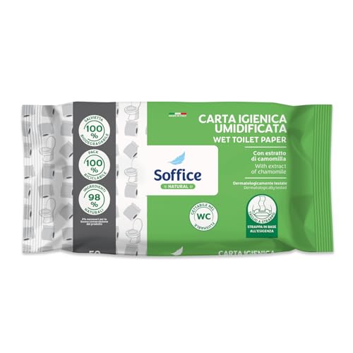 Soffice Natural Carta Igienica Umidificata, Detergono Rinfrescano e Profumano - 21 Confezioni da 50 pz