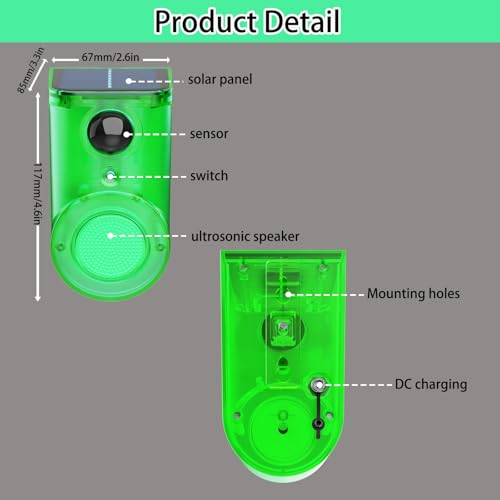 Image of Solar Outdoor Motion Sensor Alarm - Ultrasound & Alarms 130db Motion Detector Loud Noise Maker,Strobe Light,for Home, Villa,Yard,Chicken coop,Farm,Barn.4 Work Modes.Say Goodbye to The Intruders 2Pack