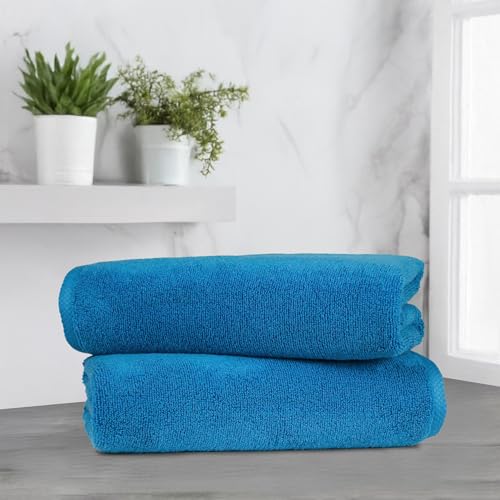 Amazon Basics 2-Piece Quick-Dry Oversize Bath Towel, 100% Cotton, 54" x 30", Lake Blue by Amazon Basics - Image 5