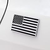 3D Black American Flag Metal Car Sticker, 3.15" x 2" USA Flag Decal, Zinc Alloy Emblem for Truck, Car, Motocycle, Boat (Black)