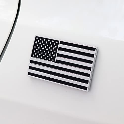 3D Black American Flag Metal Car Sticker, 3.15" X 2" Usa Flag Decal, Zinc Alloy Emblem For Truck, Car, Motocycle, Boat (Black) #TOP1