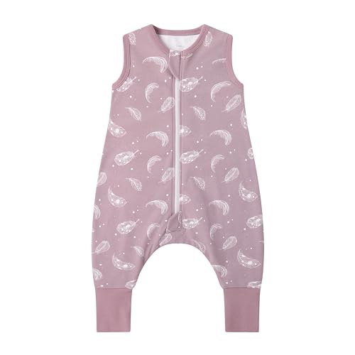 Owlivia Baby Sleeping Bag with Feet, 1.0 Tog, 100% Organic Cotton, Feather Mauve